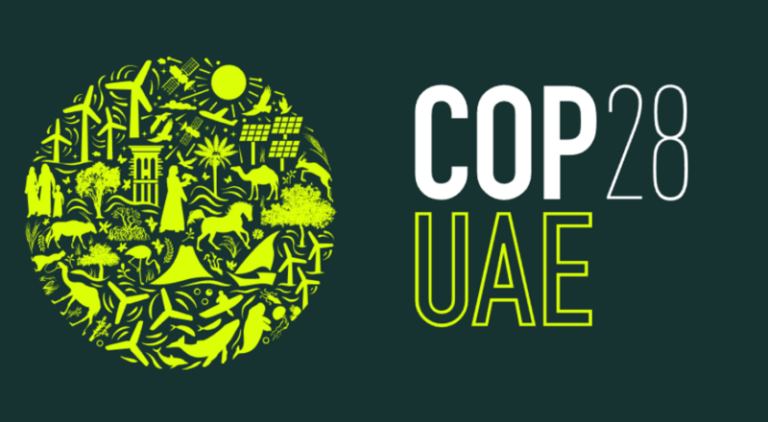 Logo da COP28 que acontece em Dubai, nos Emirados Árabes Unidos, entre os dias 30 de novembro e 12 de dezembro de 2023
